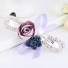 Womens Barrettes 5 Colors Double Flowers Bowknot Hairpin Hair Clips for Women Elegant Ribbon Pearl Hairwear Wedding Hair Accessories Purple view 1