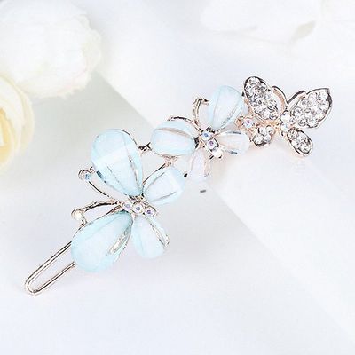 Womens Barrettes multicolor Elegant Rhinestone Butterfly Barrettes Hair Clips Amazing Crystal Hair Pins for Women and blue