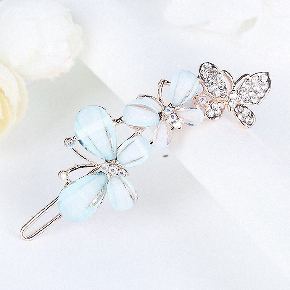Womens Barrettes multicolor Elegant Rhinestone Butterfly Barrettes Hair Clips Amazing Crystal Hair Pins for Women and blue