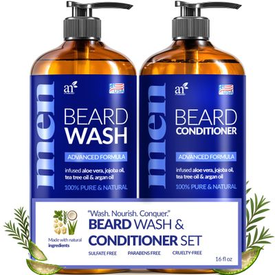 Artnaturals Beard Shampoo and Conditioner Set - Softens, Strengthens and Smooths Mustache and Beard Hair - All Skin and Hair Types