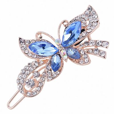 Womens Barrettes multicolor Elegant Rhinestone Butterfly Barrettes Hair Clips Amazing Crystal Hair Pins for Women and Blue