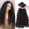 UNICE Deep Wave Human Hair 3 Bundles 12 14 14 inch Unprocessed Brazilian Raw Virgin Hair Quick Weave Extensions for Sew in Natural Color view 1