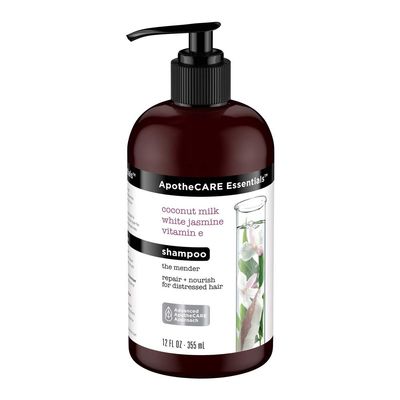 ApotheCARE Essentials The Mender Damaged Hair Repair Shampoo, Coconut Milk, White Jasmine, Vitamin E, 12 Ounce