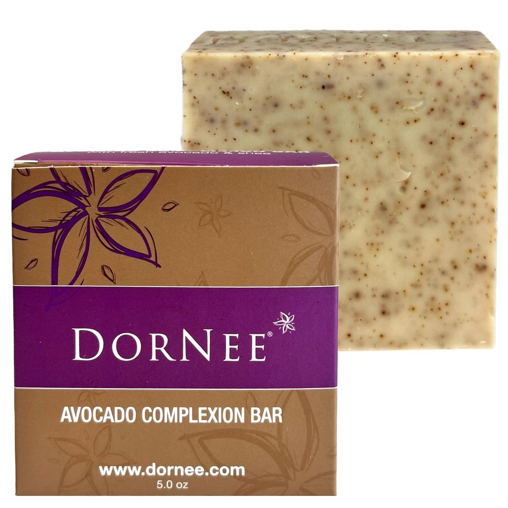 DorNe Avocado Complexion Bar Soap Large 5oz, Facial Bar, Oily Skin, Gentle Exfoliation, Natural, Made With Fresh Avocado Puree, Shea Butter, Essential Oil Blend