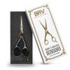 BRV MEN Professional Mustache & Beard Trimming Scissors - 5.5" | High Carbon Stainless Steel & Hammer Forged Mustache Scissors | Razor Sharp Facial Hair Trimming Shears (RIGHT HANDED - Silver) view 2
