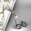 BRV MEN Professional Mustache & Beard Trimming Scissors - 5.5" | High Carbon Stainless Steel & Hammer Forged Mustache Scissors | Razor Sharp Facial Hair Trimming Shears (RIGHT HANDED - Silver) view 3