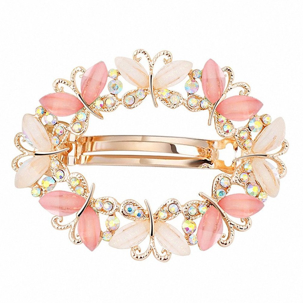 Womens Barrettes Butterfly Hair Clips for Women Crystal Rhinestone Barrettes Hairpin Hair Accessories White