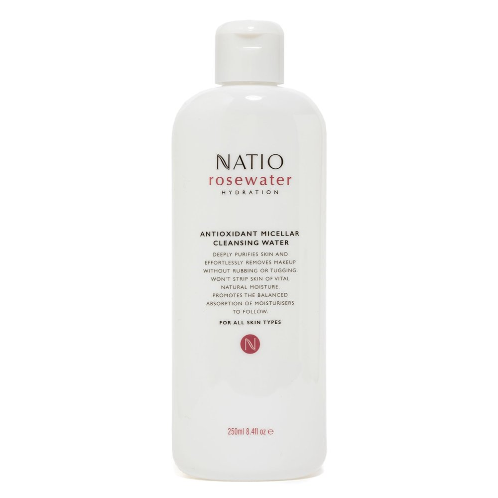 Natio Australia Rosewater Hydration Antioxidant Micellar Cleansing Water, 8.4 oz - Makeup Remover Face Cleanser - Facial Cleanser for All Skin Types