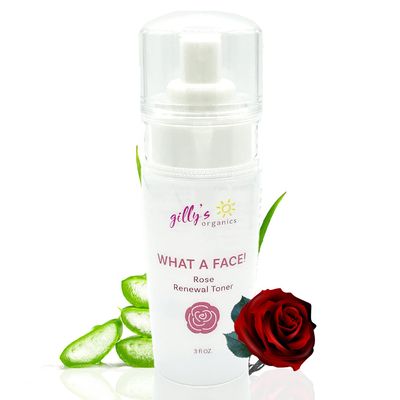 Made in USA Gillys Organics Natural Rose Water Facial Toner Spray with Aloe Extract Hydrating & Calming Mist for All Skin Types 3 fl oz