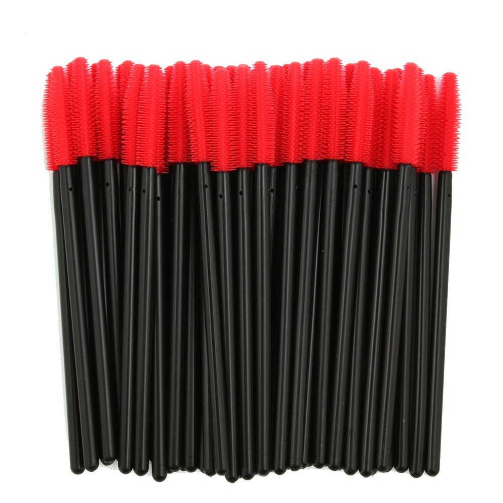 ADAMAI Professional Disposable Silicone Eyelash Mascara Brushes Wands Applicator Makeup Kits (Pack of 1000, Red)