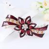 Womens Unique Design Clear Enamel Flower Hair Accessories Hairpin Clips Crystal Rhinestone Women Barrettes Red view 2