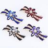 Womens Unique Design Clear Enamel Flower Hair Accessories Hairpin Clips Crystal Rhinestone Women Barrettes Red view 4