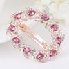 Womens Fashion Metal Hair Ornaments Gold Color Rhinestone Crystal Hairwear Hairpin Clips Fashion Sparkling Hair Accessories Pink view 4
