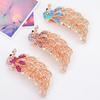 Womens Shiny Peacock Barrettes Headwaer Accessories Jewelry Gift Gold Crystal Peacock Hairpins for Women blue view 3