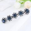 Womens Retro Metal Barrettes Hairpin Clips for Women Big Rhinestone Crystal Sunflower Hair Ornaments Hairwear Blue view 1