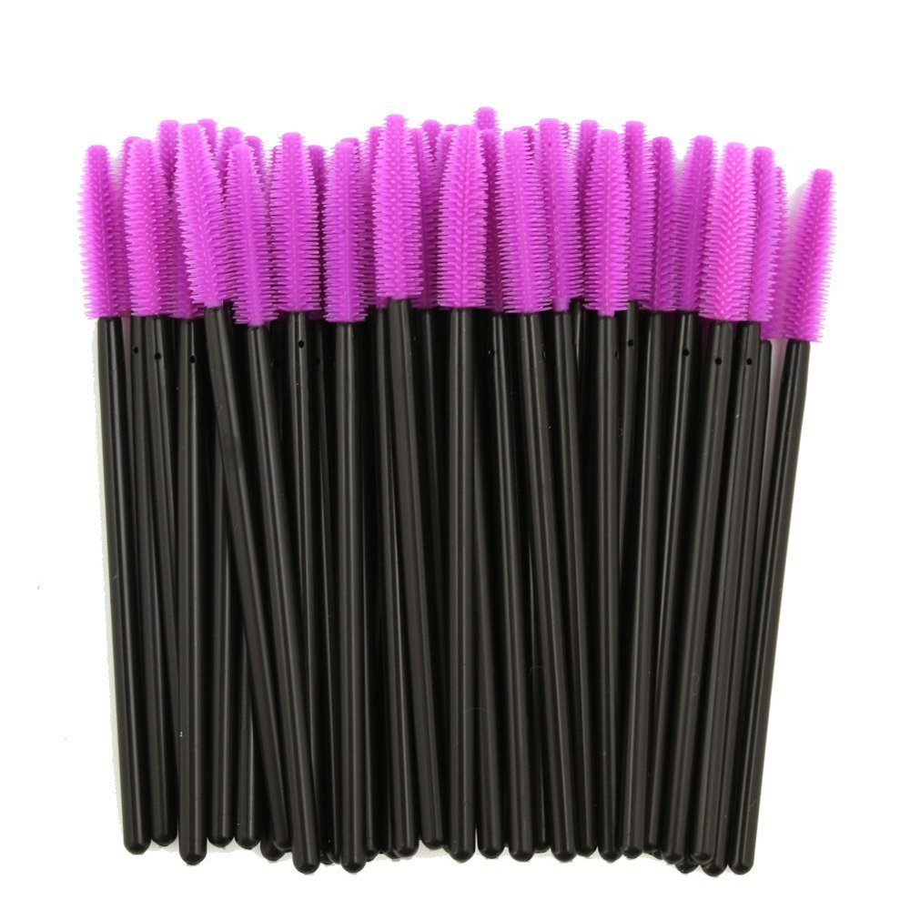 ADAMAI Professional Disposable Silicone Eyelash Mascara Brushes Wands Applicator Makeup Kits (Pack of 200, Purple)