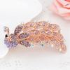 Womens Shiny Peacock Barrettes Headwaer Accessories Jewelry Gift Gold Crystal Peacock Hairpins for Women Purple view 1