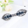 Womens Antique Silver Metal Hairwear Hair Accessories Vintage Bowknot Hairpin Clips Big Crystal Rhinestone Headwear Ornaments Blue view 1