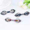 Womens Antique Silver Metal Hairwear Hair Accessories Vintage Bowknot Hairpin Clips Big Crystal Rhinestone Headwear Ornaments Blue view 2