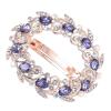 Womens Fashion Metal Hair Ornaments Gold Color Rhinestone Crystal Hairwear Hairpin Clips Fashion Sparkling Hair Accessories Purple view 1