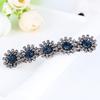 Womens Retro Metal Barrettes Hairpin Clips for Women Big Rhinestone Crystal Sunflower Hair Ornaments Hairwear Blue Gray view 1