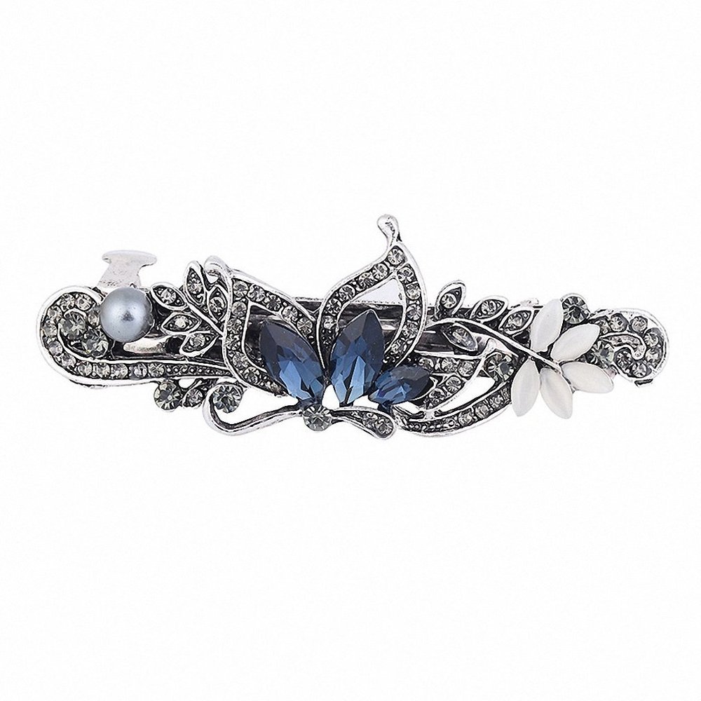 Womens Vintage Metal Hairpins Hair Clips Accessories Jewelry Women Butterfly Leaf Peacock Barrettes Hairwear Blue Zinc Plated