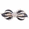 Womens Unique Design Enamel Ribbon Hair Clip Pin Women Metal White Crystal Barrettes Hairgrips Hair Accessories Black view 1