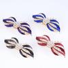 Womens Unique Design Enamel Ribbon Hair Clip Pin Women Metal White Crystal Barrettes Hairgrips Hair Accessories Black view 4
