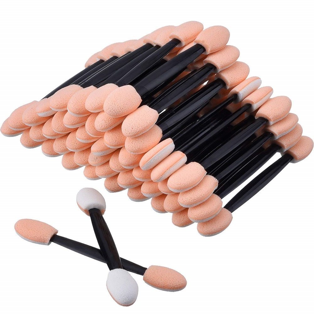 ADAMAI Black Disposable Dual-head Eyeshadow Brush Sponge Tipped Oval Makeup Applicator (Pack of 500)