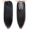 100% Real Human Hair Toppers Hand Tied Clip in Mono Wiglet Top Hairpieces Wiglet for Women, 16" Black view 1