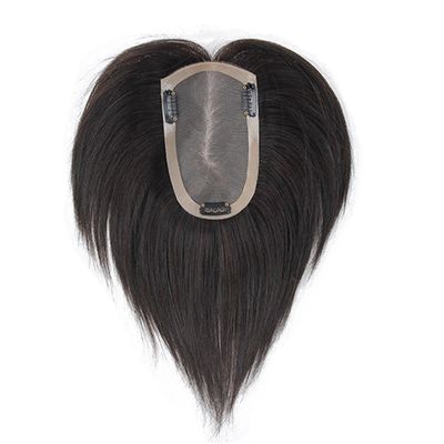 100% Real Human Hair Toppers Hand Tied Clip in Mono Wiglet Top Hairpieces Wiglet for Women, 8" Black