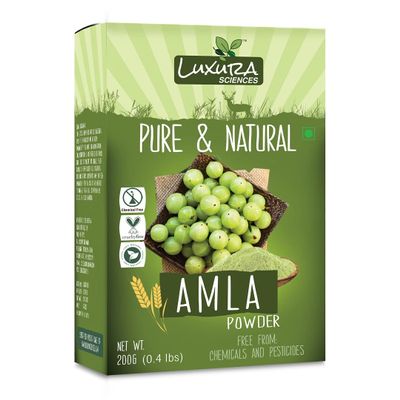 Luxura Sciences Amla Powder  7.05 Oz (200g) | Pure & Natural Indian Gooseberry | Fine Herbal Powder for Hair & Skin | Ideal for DIY Masks, Natural Beauty & Ayurvedic Use