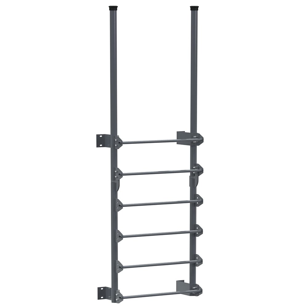 Vestil DKL-6-GYSG Steel Walk Through Dock Ladder 6 Step 300 Lb. Capacity Gray Semi Gloss