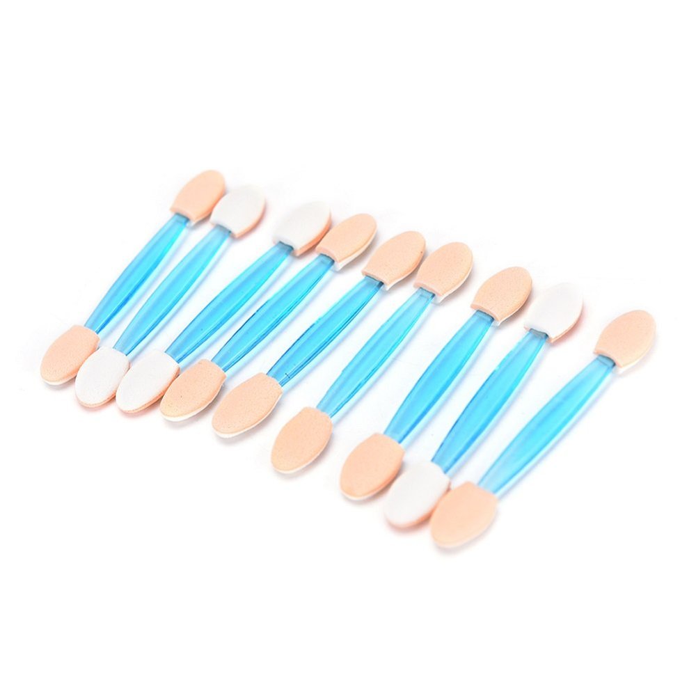 AMIZOB Pro Disposable Dual-side Eye Shadow Brush Sponge Makeup Applicator Tool (10pcs, blue)