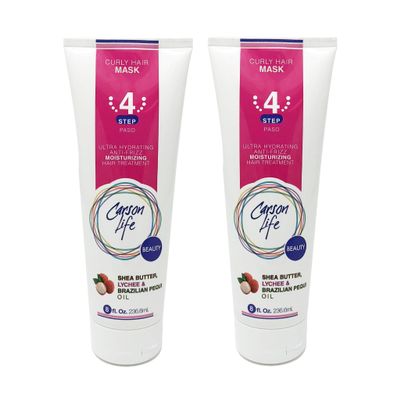 Carson Life Hair Mask For Curly Hair Paraben and Sulfate Free - 8 Oz - Designed For Curly & Wavy Hair - Restores Curls, Elasticity & Prevents Breakage (2 Pack)
