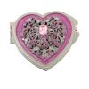 1928 Jewelry Enamel and Crystal Heart Mirror Compact view 1