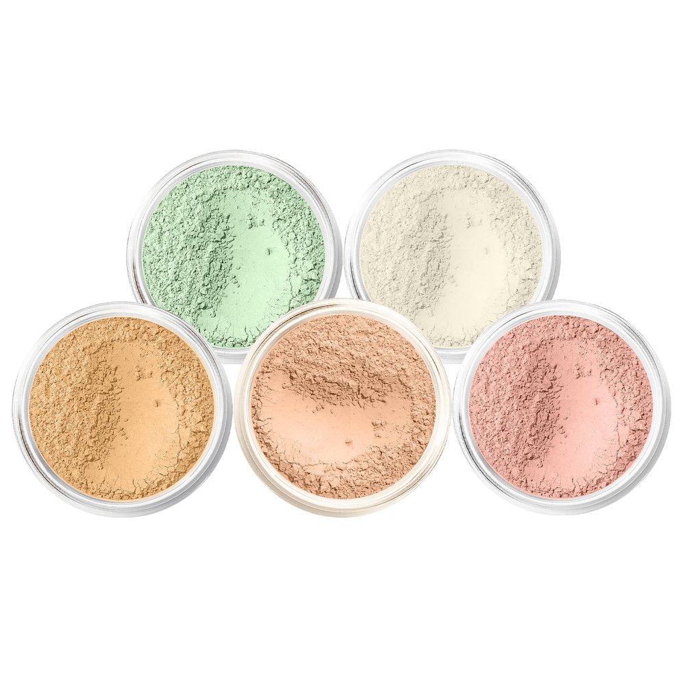5pc KIT Mineral Makeup Bare Face Set Full Coverage Concealer Blush Foundation Illuminating Powder (Beige)