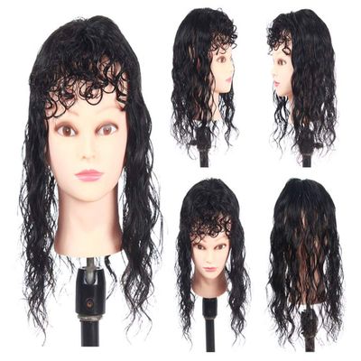 16" Womens Hair Topper with Bangs Medium Curly Clip in Human Hair Top Hairpieces Wiglet for Thinning Hair Dark Brown