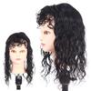 16" Womens Hair Topper with Bangs Medium Curly Clip in Human Hair Top Hairpieces Wiglet for Thinning Hair Dark Brown view 2