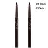 Magik 2 Pack Waterproof Eyebrow Pencil Retractable Slant Tip & Brush Double-ends Natural Hair-like Look (#1 Black) view 1