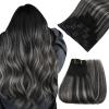 Easyouth Clip in Hair Extensions Ombre Remy Hair Extensions Clip ins Blend of Black and Silver with Black Roots Lightweight Clips on Extension Human Hair 14 Inch 80G 7Pcs view 1