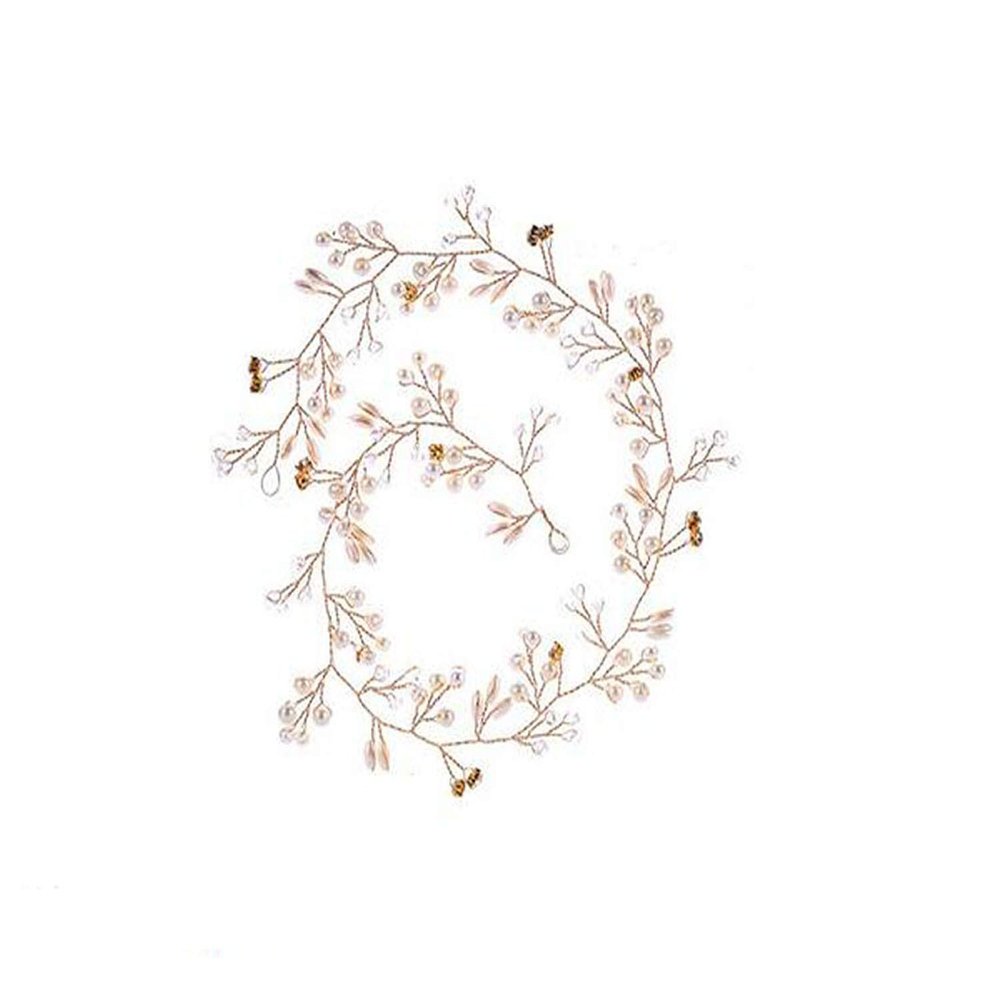 19.7 Inches Wedding Headpiece Bridal Headband Hair Vine Accessory for Women and Girls Vine Hair Piece Accessories (Gold)