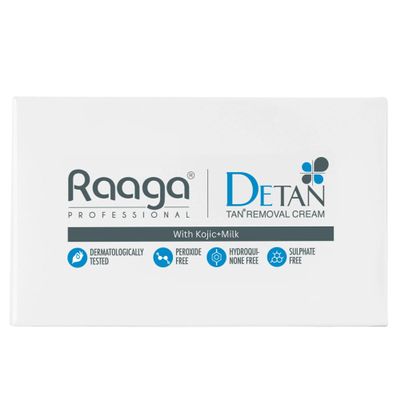 Raaga Professional De-Tan Cream | Reduces Tanning & Sun Damage | With Milk Extract for Hydrated, Even-Toned Skin | Gentle Face & Body Formula | For All Skin Types | 2.54 Oz/72g