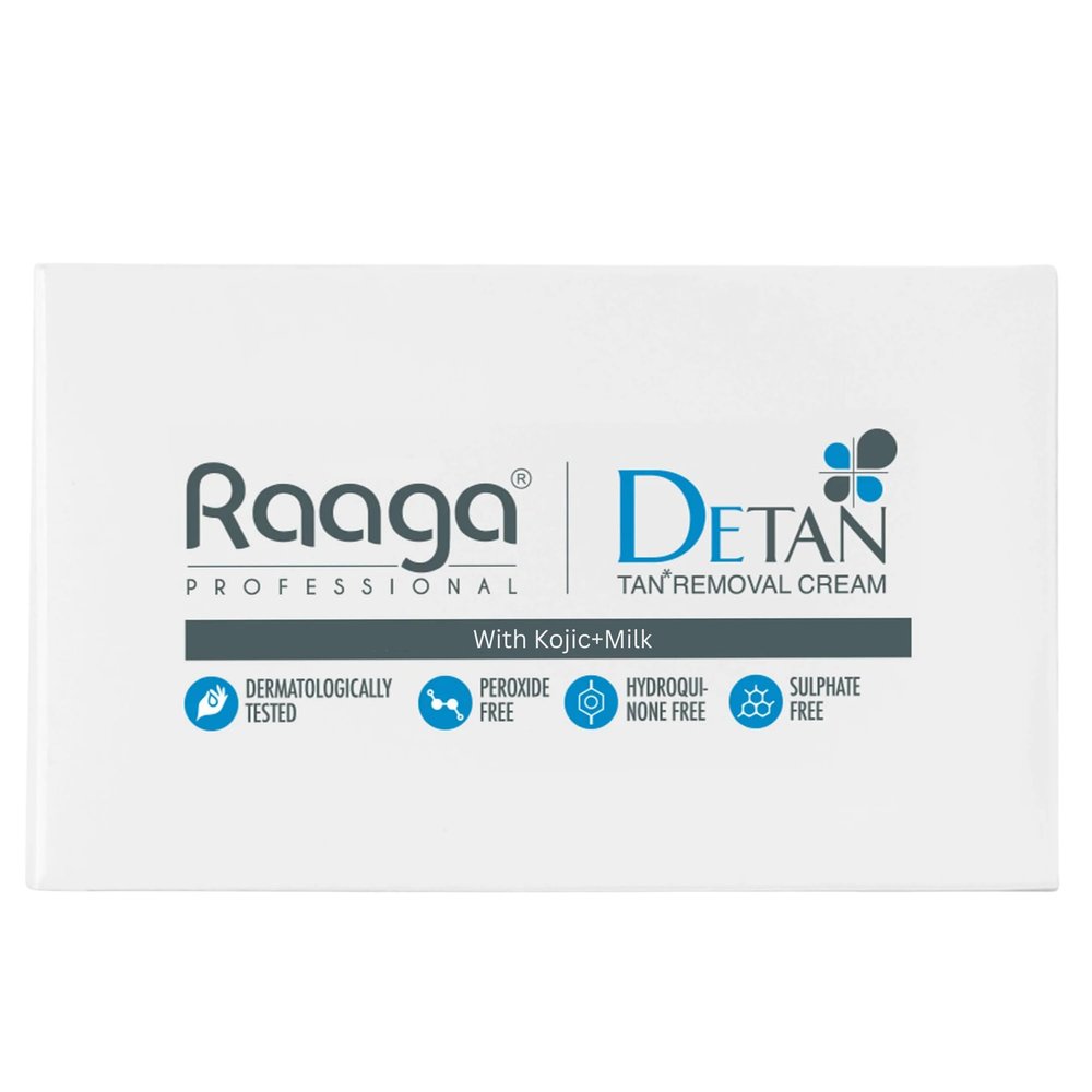 Raaga Professional De-Tan Cream | Reduces Tanning & Sun Damage | With Milk Extract for Hydrated, Even-Toned Skin | Gentle Face & Body Formula | For All Skin Types | 2.54 Oz/72g