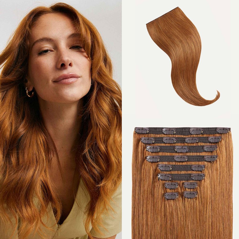 Luxy Hair 20" Natural Red Classic Clip-In Hair Extensions (160 grams) 100% Remy Human Hair, Natural,Volume, 10-Piece Set, Blends Easily