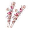 Womens One Pair Peacock Hairpin Hair Jewelry Crystal Rhinestone Hair Clips Hair Accessories for Women Pink view 1