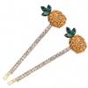 Womens Simple Crystal Rhinestone Pineapple Hairgrip Hair Accessories Women Fruit Pineapple Hairpins Headwear Gold-color view 1