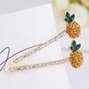Womens Simple Crystal Rhinestone Pineapple Hairgrip Hair Accessories Women Fruit Pineapple Hairpins Headwear Gold-color view 2