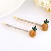 Womens Simple Crystal Rhinestone Pineapple Hairgrip Hair Accessories Women Fruit Pineapple Hairpins Headwear Gold-color view 3