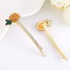 Womens Simple Crystal Rhinestone Pineapple Hairgrip Hair Accessories Women Fruit Pineapple Hairpins Headwear Gold-color view 4